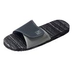 Showaflops Boys' Antimicrobial Shower & Water Sandals for Pool, Beach, Camp and Gym - Adjustable Colorblock Slide - Black - 2-3 Big Kid