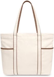 TOPDesign 6-Pack Canvas Tote Bags with 3 Exterior Pockets & Zip Top