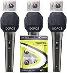 300 PCS (150 Pack) Microphone Hygiene Covers Disposable Non-woven Handheld Mic Mike Cover Windscreen Protective Cap for KTV Karaoke Recording Room Stage Performance (Black)