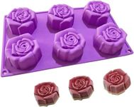 LEGACYCART Silicone Moulds, 6 Cavity Rose Shaped Soap Mould Baking Bakeware Mold for Cake Soap Candy Chocolate Cupcake Jelly Bread Pudding Muffin,，Fondant，Soap，Candle,Rose Silicone Chocolate Molds