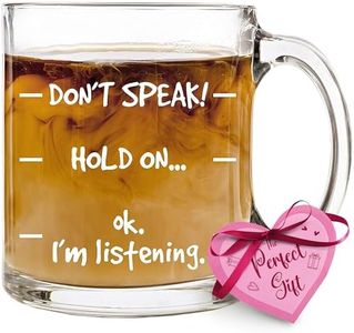 Humor Us Home Goods Funny Coffee Mug For Men and Women - Don't Speak! - Christmas Gifts Ideas for Coffee Lovers, Mom, Dad, Boss, Thanksgiving, Birthday, Stocking Stuffers - 12oz Glass Mug