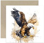 Watercolour Bald Eagle Greeting Card - Birthday Card for Him - Father's Day Card for Dad - Thinking of You - Congratulations Eagle Card Eagle Scout | Blank Inside Envelope