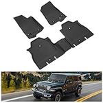 KIWI MASTER Floor Mats Compatible for 2018-2023 Jeep Wrangler JL Accessories 4-Door OEM Floor Liners TPE All Weather Protector Slush Mat Front and Rear Row Black