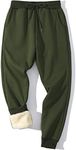 Gihuo Men's Winter Fleece Pants Sherpa Lined Sweatpants Athletic Running Sweatpants Ribbed Leg Comfy Warm Jogger Pants(ArmyGreen-S)