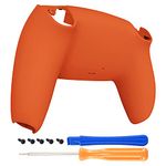 eXtremeRate Orange Soft Touch Grip Custom Back Housing Bottom Shell Compatible with ps5 Controller, Replacement Back Shell Cover Compatible with ps5 Controller