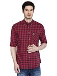 Giordano Men's Cotton Slim fit Casual Checks Shirt (Multicolor)