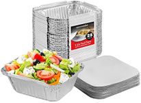 Stock Your Home 1 Lb Aluminum Disposable Cookware With Lids (25 Pack) - Foil Pans Cardboard Lids - Disposable & Recyclable Takeout Trays With Lids - Food Containers For Restaurants, Catering, Delis