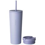 VINSUN Travel Mug with Straw 720ml - Stainless Steel Thermal Mug, Leakproof, Double-Walled Insulated - Purple Tumbler with Straw and Lid for Hot & Cold Drinks