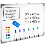 Nyxi Whiteboard, 50cm X 40cm (WxH), Dry-Wipe Magnetic Aluminium Frame with Strong Rear Galvanised Zinc Sheet, Comes with 6 X Markers, 10 Magnets, 1 X Duster. for Home, Office, School (500mmx400mm)