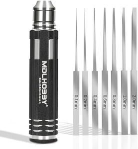 MDLHOBBY Resin Carved Scribe Line Hobby Cutting Tool with 7 Blades (0.1/0.2/0.4/0.6/0.8/1.0/2.0mm) - Model Scriber, Scribing Tool, Metal Scribe Tool, Panel Line Scriber for Crafting(Black)