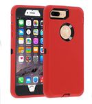 smartelf Case for iPhone 7 Plus/8 Plus Heavy Duty With Built-in Screen Protector Shockproof Dust Drop Proof Protective Cover Hard Shell for Apple iPhone 7+/8+ 5.5 inch-Red/Black