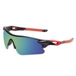 Roshfort Mens Sports Sunglasses UV Protection Sunglass for Men Cycling Running Driving Fishing Glasses (Blue Red Black)