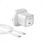 Anker Zolo 30W Compact GaN Charger, PIQ 3.0 PPS Fast Charging, Exclusive Low-Temperature Technology, Ultra-Safe and Portable, For iPhone, iPad, Samsung, Pixel, and More (USB-C Cable Included)
