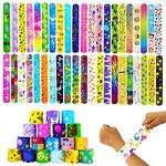 55PCS Slap Bracelets, Slap Bands with Different Designs Colorful Pattern for Kids Birthday Party Favors Pack and School Classroom Prize