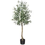 CROSOFMI Artificial Olive Tree Plant 4 Feet Fake Topiary Silk Tree, Perfect Faux Plants in Pot for Indoor Outdoor House Home Office Garden Modern Decoration Housewarming Gift,1Pack