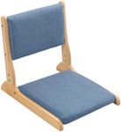 HIGOGOGO Japanese Floor Chair with Back Support, Foldable Meditation Chair, Legless Tatami Chair with Cushion, Floor Seat for Living Room, Bedroom, Bay Window, Bluestone