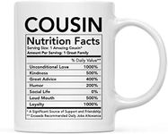 Andaz Press Funny 11oz. Ceramic Coffee Tea Mug Thank You Gift, Cousin Nutritional Facts, 1-Pack, Novelty Gag Birthday Christmas Gift Ideas