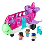 Fisher-Price Little People Barbie Toy Airplane for Toddlers with Lights Music and Folding Stairs, Little Dream Plane, 4 Play Pieces, Multi-Language Version, HRC38