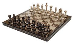 StonKraft Collectible Complete Brass Chess Game Board Set With 100% Brass Chess Pieces Chessman Coins Pawns,for adult