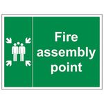 V Safety 17003BF-R Fire Assembly Point With Family Sign - Landscape - 400mm x 300mm - 1mm Rigid Plastic, Green