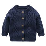 Runstarshow Baby Cardigan Newborn Baby Boy Knitted Clothes Baby Girl Long Sleeve Sweater Pullover Coat Autumn Winter Warm Outfits Outwear Knitwear for Newborn Infant Babies Unisex Aged 0-24 Months