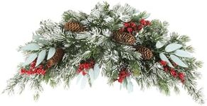 SHACOS Artificial Christmas Swag 65 CM Christmas Snowy Flocked Swag with Pine Cones Red Berries Xmas Mailbox Swag Front Door Swag Wreath Windows Wall Mantel Table Holiday Decor Swag Indoor Outdoor