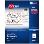 Avery Postcards for Inkjet Printers, Matte, 5.5 x 4.25 Inches, White, Box of 200 (08387)