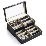 CO-Z Leather Multi Sunglasses Organizer Box for Women Men, Eyeglasses Eyewear Display Case, Sunglass Glasses Storage Box (12 Slot)