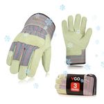 Vgo...… 3 paris Winter Work Gloves in Pigskin Leather Lined, Cold Weather Safety Gloves Men for Rigger Gardening Builder Construction