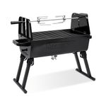 Brand-Man 2 in 1 Barbecue Grill with Rotisserie Grill Kit, Portable Folding Outdoor Charcoal Grill, Stainless Steel Spit Roaster with Motor & Adjustable Height for Backyard Camping Patio Tailgating