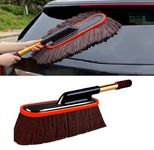 DETACHI Car Duster Microfiber Car Cleaning Brush Super Soft Microfiber Duster with Extendable and Wax Treated Cotton Strands Car Brush for Cleaning Scratch Free Microfiber Duster for Car (Brown)