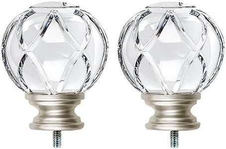 KAMANINA Crystal Netted Texture Replacement Finials for 1 or 7/8 Inch Curtain Rods, Champagne Gold Drapery Rod Finials with M6 standard Screws, set of 2