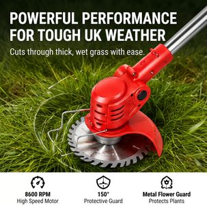 Xbzzgmg Cordless Grass Trimmer – Adjustable Brush Cutter, 2 Batteries, 4 Blades