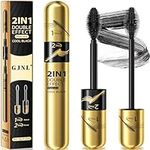 2 in 1 4D Silk Fiber Lash Mascara Waterproof - Mother's Day Gifts for Women Mom, Natural Long Lasting Mascara Black Volume and Length, Smudge-proof Mascara, Thickening Lengthening Mascara No Clumping