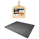 Eppicotispai Pizza Set with Cooking Stone and Pizza Peel, Silver
