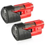 2 Pack Waitley M12 3.0Ah 12V Replacement Battery Compatible with Milwaukee M12 48-11-2411 48-11-2420 48-11-2401 48-11-2402 48-11-2401 12-Volt M12 Cordless Tools…