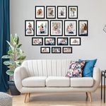 Amazon Brand - Solimo 16-Set Photo Frames | Multiple Sizes | Wall-Mount Home Decor | Plexi Glass | Frame For Home and Office Decoration | Mixed Sizes (Black)