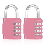 ZHEGE Combination Padlocks for Gym Locker, 4 Digit Code Padlock Outdoor with Side Window, Padlocks for School Locker, Combination Locks Outdoor for Backyard Shed, Fence Gate (Pink, 2 Pack)