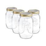 Bormioli Rocco 4x Clear 1.5L Quattro Stagioni Glass Preserving Jars - Airtight Screw Lids Storage Canning Mason Jam Preserve Container Set