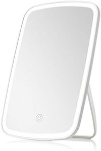 NEZZOE Makeup Mirror, Touch Screen Light up Mirror with LED Brightness, Adjustable Portable USB Rechargeable Table Mirror