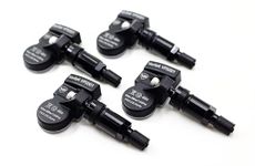 Set of 4 Veritek VPS001 TPMS 433mhz Tire Pressure Sensors for Tesla Model S 3 X 103460200A 103460200B 103460200C w/Black Aluminum Valve Stems Aftermarket Replacement
