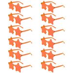 12 Pairs Star Shaped Sunglasses Candy Color Rimless Fun Star Sunglasses for Women Men Party Favors(Orange)