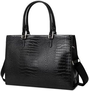 Laptop Bag for Women 17 inch Casual Work Bags for Women with USB Charging Port Laptop Tote Bag for Women with Clutch Purse (Black Crocodile)