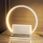 Sunrise Alarm Clock for Heavy Sleepers,Touch Lamps for Nightstand with Wireless Charger Station for iPhone/Samsung,Sound Machine,Wake Up Light with Snooze/Timer/10 Natural Sounds/3 Dimmable