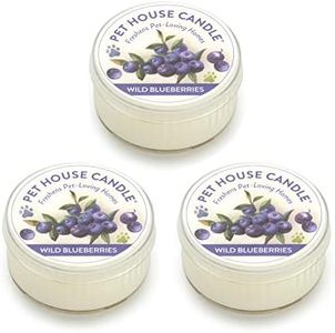 Pet House Mini Candles for Pet Odor Made with Natural Soy Wax, Plant Based, Dog and Cat Friendly Scented, Wild Blueberries Pack of 3