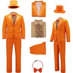 AYYOHON Harry and Lloyd Tuxedos Mens Fun Suit Dumber Orange Suit Dumb Blue Blazer Top Hat Bow Tie Halloween Cosplay Costume 3XL