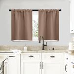 NICETOWN RV Blackout Curtains for Camper Windows, Window Treatment Thermal Insulated Rod Pocket Small Blackout Draperies/Drapes for Bedroom/Kitchen (Cappuccino, Set of 2, 29" Wide by 20" Long)