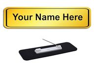 KlowAge 6 Pics Custom Engraved Name Tag Badges – Personalized Identification with Pin,3 Inch x 1 Inches,Golden Black High Grade Acrylic | Name Plate Suits,shirt for Business