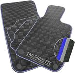 Car Mats to fit BMW 3 Series Coupe (E92) 2006-2013 Checker Rubber with Blue & Grey Dual Colour-Tech Trim [CHECK-70]