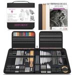 HIFORNY 126 PCS Drawing Kit Sketching Pencil Set,Sketch Pencils Art Supplies with 3-Color Sketchbook,Graphite,Charcoal,Blending and Drawing Tools,Drawing Pencils for Adults Artists in Zipper Case